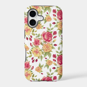 Vintage Red and Yellow Roses and Rose Bud Pattern