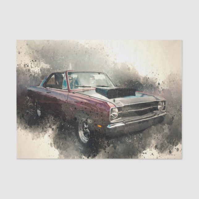 Vintage Red Antique Car Decoupage  Tissue Paper (Front)