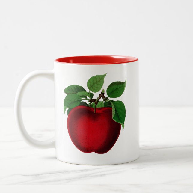Vintage Red Apple Two-Tone Coffee Mug (Left)
