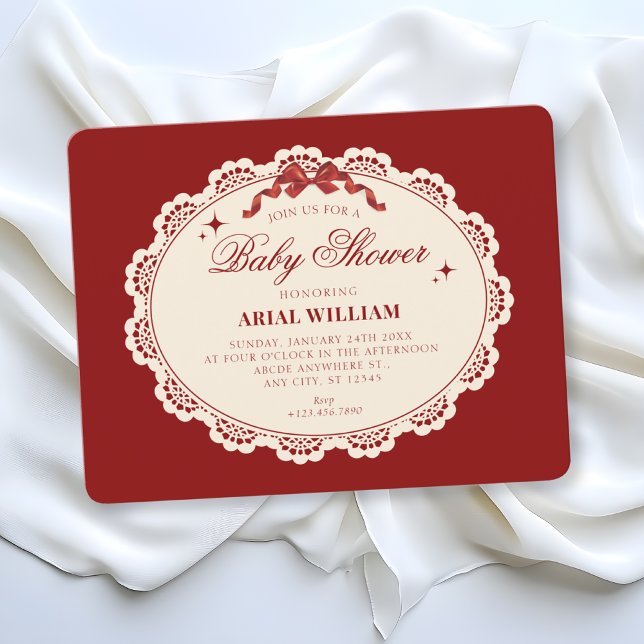 Vintage red baby shower Invitation (Creator Uploaded)