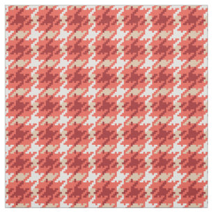 Vintage red beige houndstooth plaid pattern fabric