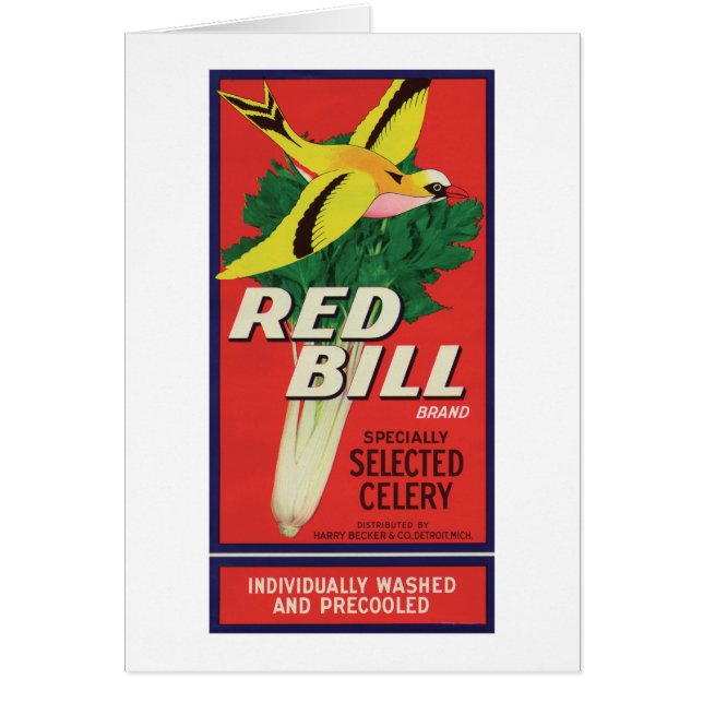 Vintage Red Bill Celery Label (Front)