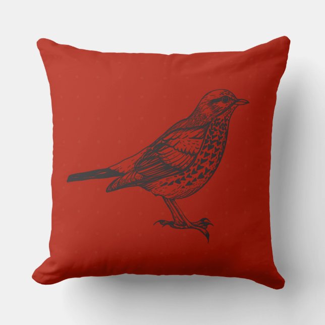 VINTAGE RED BIRD DESIGN Retro Throw Pillow (Front)