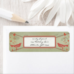 Vintage Red Birds Christmas Address