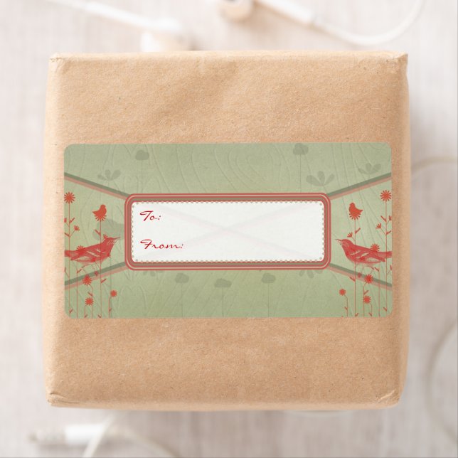 Vintage Red Birds Christmas Gift Tags (Insitu)