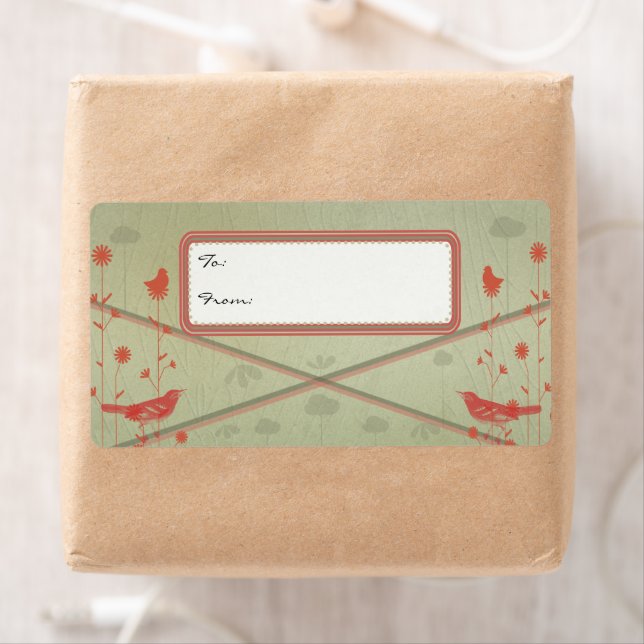 Vintage Red Birds Christmas Gift Tags (Insitu)
