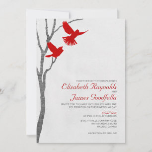 Vintage Red Birds Wedding Invitations