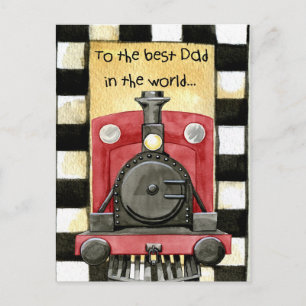 Vintage Red Black Fathers Day  Postcard