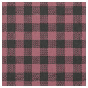 Vintage Red & Black Plaid Gingham Fabric