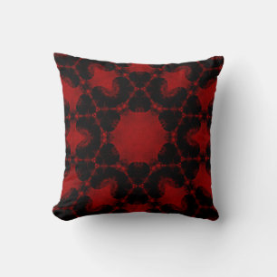 Vintage Red, Black Tapestry Pillow