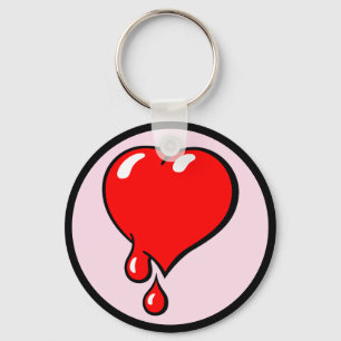 Vintage Red Bleeding Heart Liberal Pop Art Key Ring