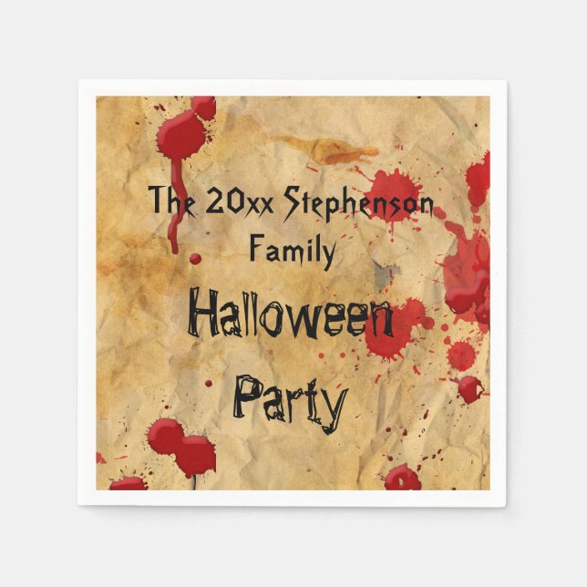 Vintage Red Blood Splatter Halloween Party Napkin (Front)
