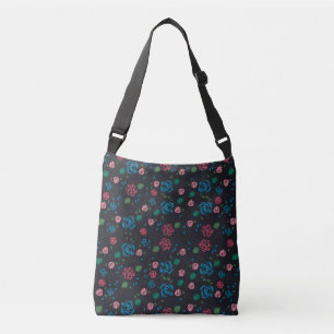 vintage red & blue Floral Pattern Crossbody Bag