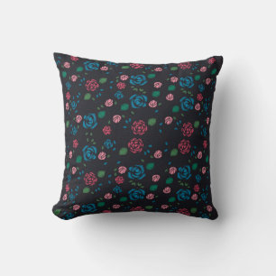 vintage red & blue Floral Pattern Cushion