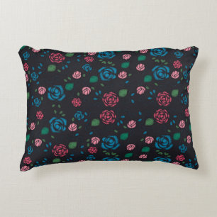 vintage red & blue Floral Pattern Decorative Cushion