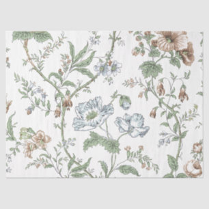 Vintage Red Blue Flower Vines Pattern Decoupage  Tissue Paper