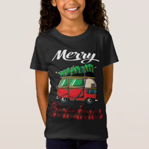 Vintage Red Camping Car Truck Christmas Tree Pajam T-Shirt