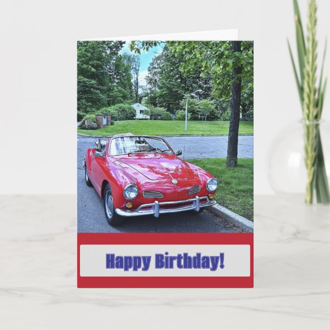 Vintage Red Car Birthday Card (Front)
