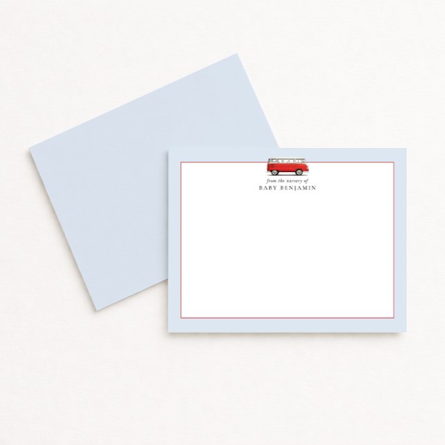 Vintage Red Car / Bus Nursery Note Card (Creator Uploaded)