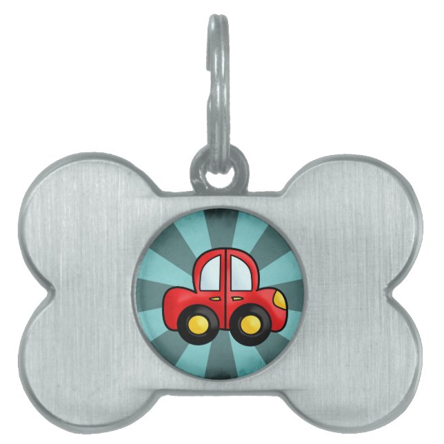 Vintage red car pet name tag (Front)