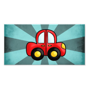 Vintage red car photo print