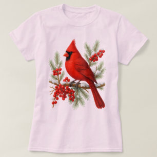 Vintage Red Cardinal Bird   Classic Winter Bird  T-Shirt