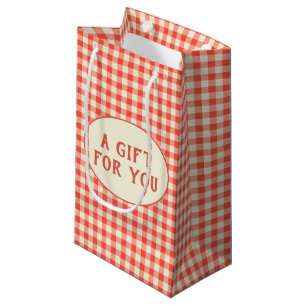 Vintage Red Chequerboard Pattern Custom Small Gift Bag