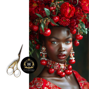 Vintage Red Cherry African American  Decoupage  Tissue Paper