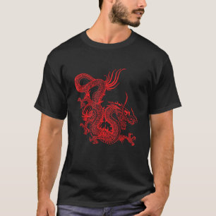 Vintage Red Chinese Dragon 80s Traditional Asian G T-Shirt