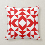 Vintage Red Christmas Geometric Quilt Art Design Cushion<br><div class="desc">Festive decoration for Christmas or year round,  this classic barn quilt art features a pattern of geometric shapes in vibrant red and white.</div>