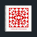 Vintage Red Christmas Geometric Quilt Personalised Notebook<br><div class="desc">Dream up new quilt designs or take notes on existing patterns in this stylish notebook,  featuring a classic red and white quilt block cover design. Choose from lined,  graph,  or sketchbook paper and personalise it with your name. Great gift for quilters and quilt lovers.</div>