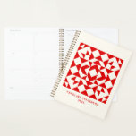 Vintage Red Christmas Geometric Quilt Personalised Planner<br><div class="desc">Plan your year in style with this charming undated monthly and weekly planner, featuring a classic red and white quilt block design on the cover. Perfect for quilters and quilt lovers, this planner combines timeless craftsmanship with everyday functionality. Personalise it with your name for a special touch, and enjoy the...</div>