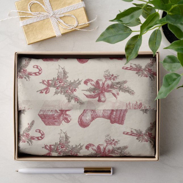 Vintage Red Christmas  Tissue Paper (Gift)