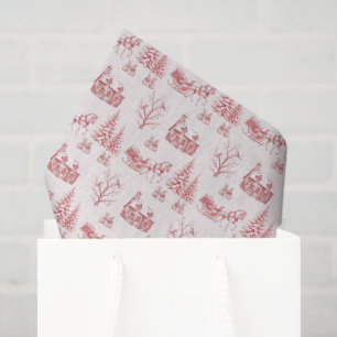 Vintage Red Christmas Toile Horse Sleigh Tissue Paper