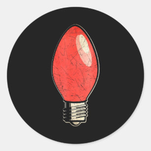 Vintage Red Christmas Tree Light Bulb Classic Round Sticker