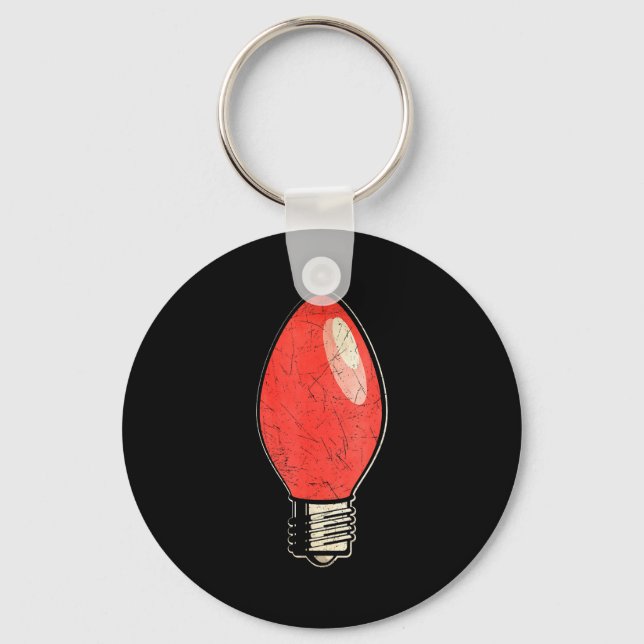 Vintage Red Christmas Tree Light Bulb  Key Ring (Front)
