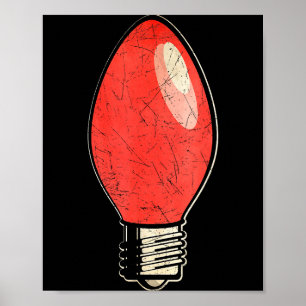 Vintage Red Christmas Tree Light Bulb Poster