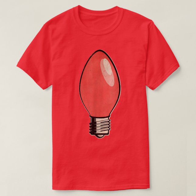 Vintage Red Christmas Tree Light Bulb  T-Shirt (Design Front)