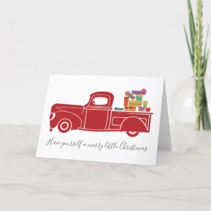 Vintage Red Christmas Truck Holiday Card