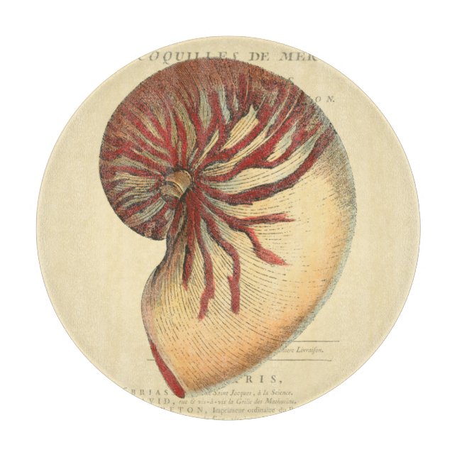 Vintage Red Conch Shell Cutting Board (Front)