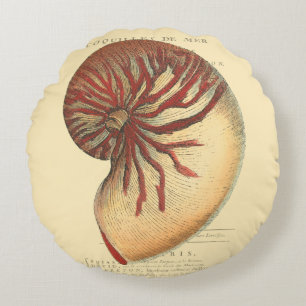 Vintage Red Conch Shell Round Cushion
