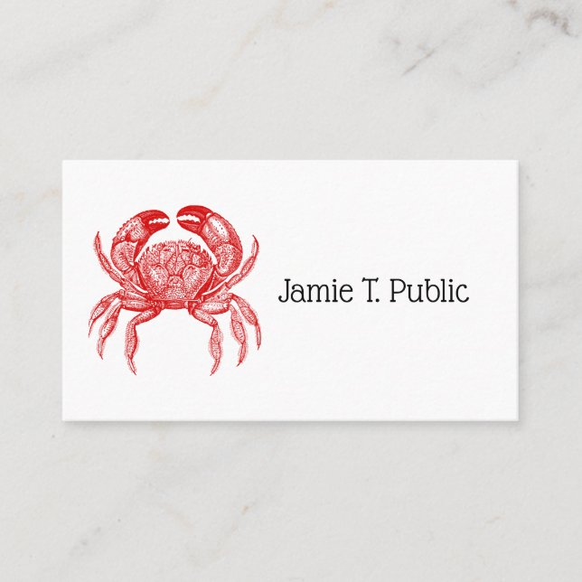 Vintage Red Crab #1 Drawing Business Card (Front)