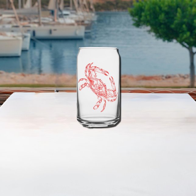 Vintage red  crab can glass (Creator Uploaded)