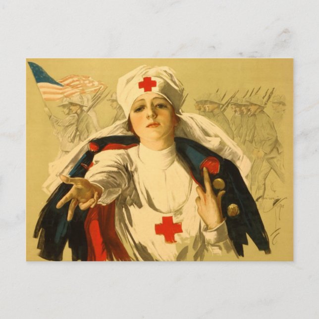 Vintage Red Cross Nurse Postcard (Front)