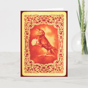 Vintage Red Crow Playing Poker Card