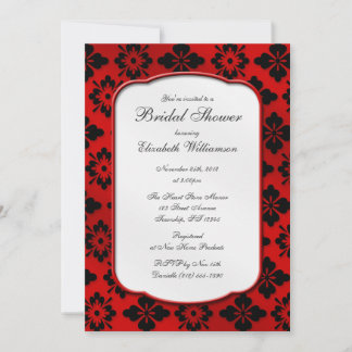 Vintage Red Damask Bridal Shower Invitations