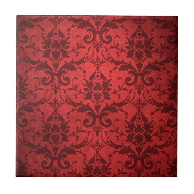 Vintage Red Damask Wallpaper Tile (Front)