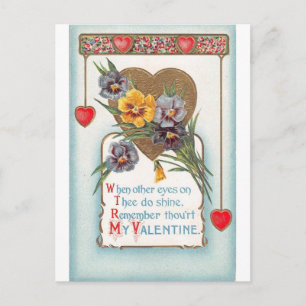 Vintage Red Dangle Hearts & Violets Valentine Holiday Postcard
