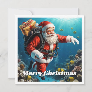 Vintage Red Diver Funny Merry Christmas Non-Photo Holiday Card