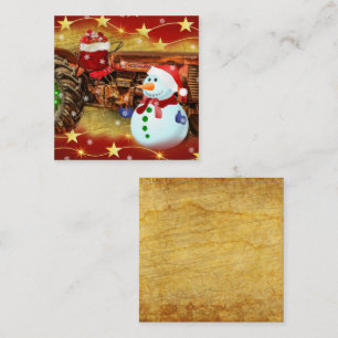 Vintage Red Farm Tractor Christmas Card